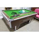 Supreme 20th century slate bed pool table and related cues and balls  Condition ReportSome wear to