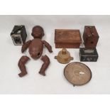 Brownie model D camera, another camera, an Armand Marseille bisque head doll with composition