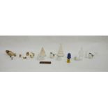 Assorted decorated glass and china wares to include miniature bird models, small Royal Copenhagen