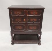 17th century-style oak chest, the rectangular top with moulded edge above three drawers, on