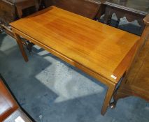 20th century teak rectangular coffee table on straight supports, 120cm x 62cm x 53cm