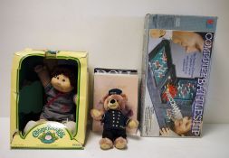 Small quantity of toys to include Computer Battleship, Hilton Steiff teddy bear, 2 Cabbage Patch