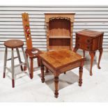 Phelps Ltd walnut square coffee table, a painted stool, a pine wall unit, a low painted chair and
