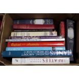 Assorted volumes to include Winston Churchill, militaria, travel, poetry (6 boxes)