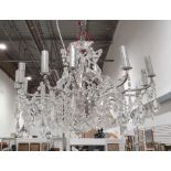 12-branch glass drop electrolier / chandelier