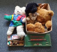 A Pelham Puppet boxed 'MacBoozle', 'The Narrowboat game', soft toys and bears (1 box)