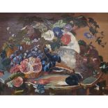 British school - 19th century Oil on canvas Still life of dead game and fruit with convolvulus
