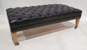20th century leather upholstered rectangular footstool on square section tapering supports to