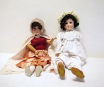 Armand Marseille bisque headed doll no.390, marked 246/1, with blue sleeping eyes, pink dress,