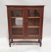 20th century stained oak glazed cabinet on barleytwist supports