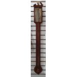 Mahogany stick barometer case, the dial marked 'J Lizars, 28 English St Carlisle' (no mercury and