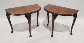 Two burr walnut D-shaped side tables on cabriole legs (2)