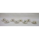 Seven assorted Nymphenburg cabinet teacups and saucers, each with foliate decoration, and one