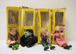 Four Pelham Puppets, boxed 'Hansel', 'Gretel', 'Wicked Witch' and 'Farmer' (4)