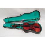 Chinese violin with two-piece back, bearing internal label, in fitted case with one rosewood and