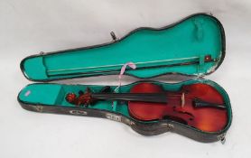 Chinese violin with two-piece back, bearing internal label, in fitted case with one rosewood and