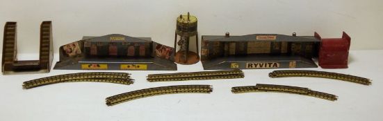 Small quantity of modern railway equipment to include tinplate narrow gauge three-line rail,