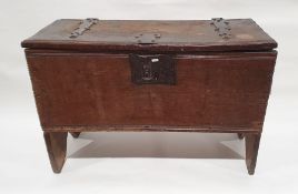 18th century and later oak coffer of rectangular form with iron hinges and lock, 67cm x 98cm x