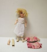 German bisque headed doll with sleeping eyes, open mouth, ball jointed wood and composition body,