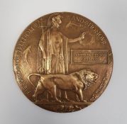 WWI commemorative death penny awarded to Arthur Henry Gillman