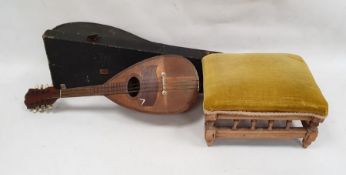 Italian mandolin bearing a label for 'Domenico Zanoni, Naples', in case and a footstool with
