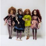 Four collector dolls to include Ellowyne Wilde and Tonner Deja Vu (3 with boxes)
