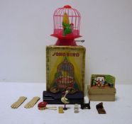 Clockwork song bird toy, a pair of toy glasses, etc (2 boxes)