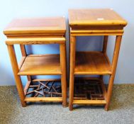 Two Eastern-style three-tier side tables (2)