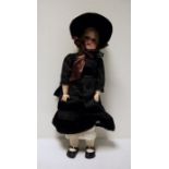 Armand Marseille bisque headed doll, no.390, in black satin and velvet dress, 57cm high