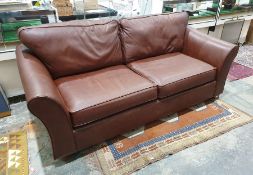 Marks & Spencers brown leather three-seat sofa