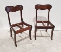 Set of four 19th century mahogany chairs on sabre front legs and a 20th century occasional table (