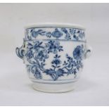 Meissen ice pail, the white ground with blue floral decoration, the handles formed as conch
