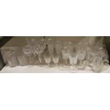 Suite of Waterford cut drinking glasses, relief diamond patterned, 34 pieces viz:- six hock glasses,