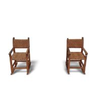 Pair of child's rush-seated and backed chairs (2)