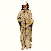 Possibly 16th century Italian carved and painted figure of bearded saint or apostle in painted