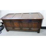 20th century dark stained chest with panelled top and front, 118cm x 52cm