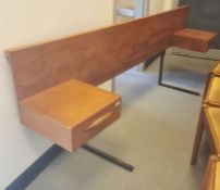 Mid-century teak headboard with integral bedside drawers (probably G-Plan)Condition Report The gap