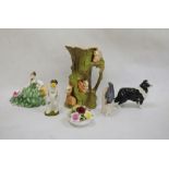 Royal Doulton figure HN2474 'Elyse', a Beswick model of a border collie, a Goebel model of a bird,