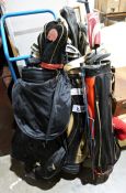Three bags of golf clubs  Condition ReportNo wooden shafted clubs in lot.