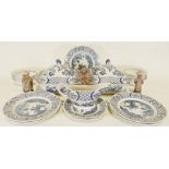 Pair of Masons Old Chelsea lidded tureens, Masons Old Chelsea dinner plates, a gravy boat and