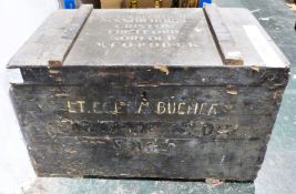 Painted box, written to top 'Lt Col F M Bucher D.S.O., Manor House, Cristow, Thetford, Norfold, N.