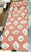 Colefax & Fowler 'Floral Cartouche' curtains lined and interlined, 128cm x 238cm (2)