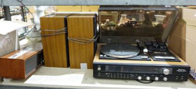 Sanyo stereo music centre with pair of speakers, together with a Roberts AM50 radio