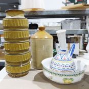 Large West German pottery vase, a Villeroy & Boch bowl, a pottery jardinière stand and a stoneware