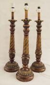 Three modern table lamps by Coach House of turned and carved form (3)