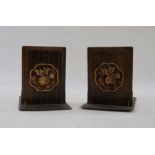 Pair carved and engraved bookends, Arts and Crafts in the Oriental manner (2)