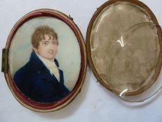 Sampson Towgood Roche (1759-1847) head and shoulders miniature on ivory, portrait of a young man,