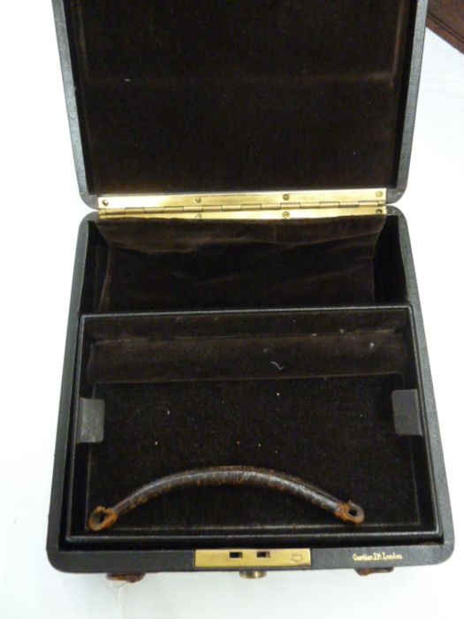 Cartier Limited, London, brown leather travelling jewel box, brown velvet lined with trays and - Image 3 of 3