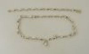 Modern studio silver necklace and matching bracelet having spiral panel links, 41g approx.