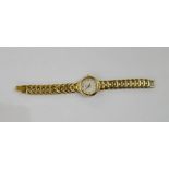 Maurice Lacroix lady's gold-plated wristwatch having mother-of-pearl finish dial, side button and